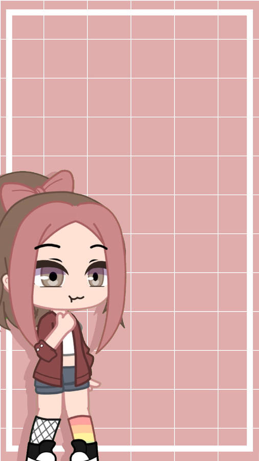 Gacha Club Pink Grid Wallpaper