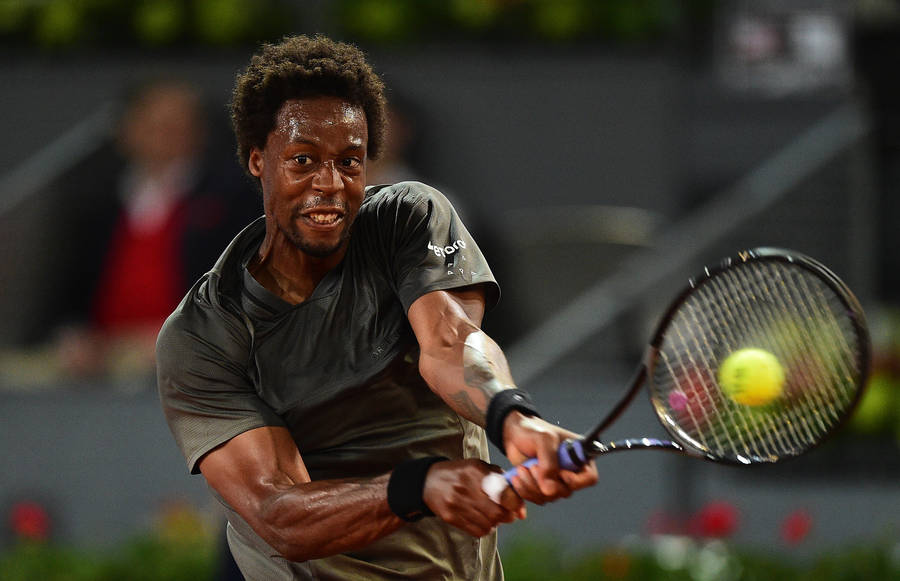 Gael Monfils Hitting Tennis Ball Wallpaper