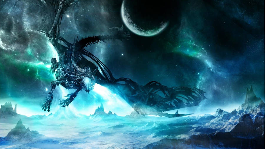 Galaxy Dragon Soaring Over Mountains Wallpaper