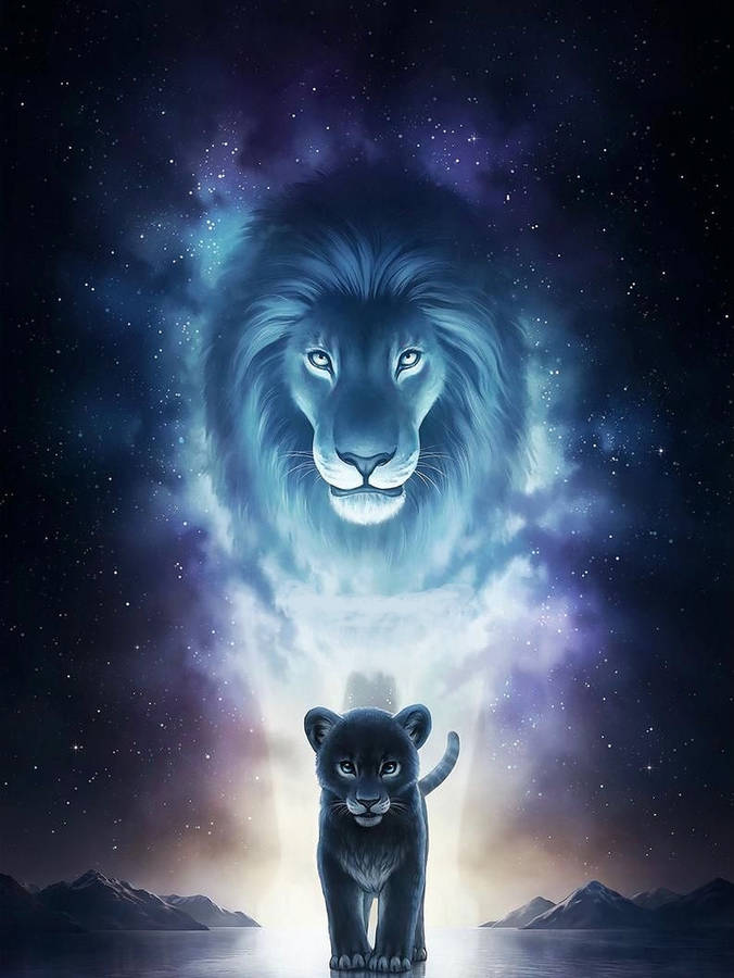 Galaxy Lion King Art Wallpaper