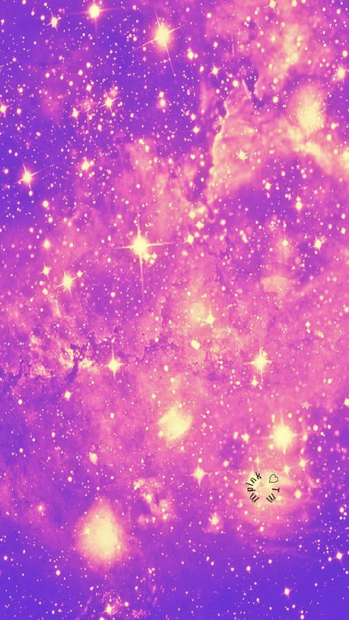 Galaxy Purple Themed With Gold Glitters Wallpaper