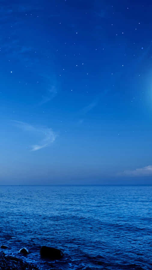 Galaxy S5 Blue Ocean Starry Sky Wallpaper