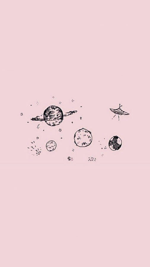 Gambar Galaxy Doodles On Pink Wallpaper