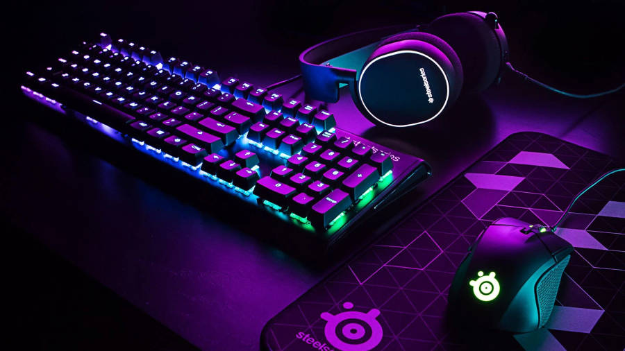 Gaming Keyboard And Headphones Wallpaper