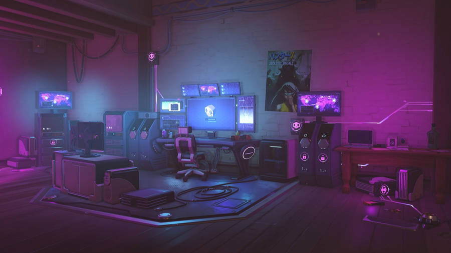 Gaming Room Large Complete Setup Wallpaper