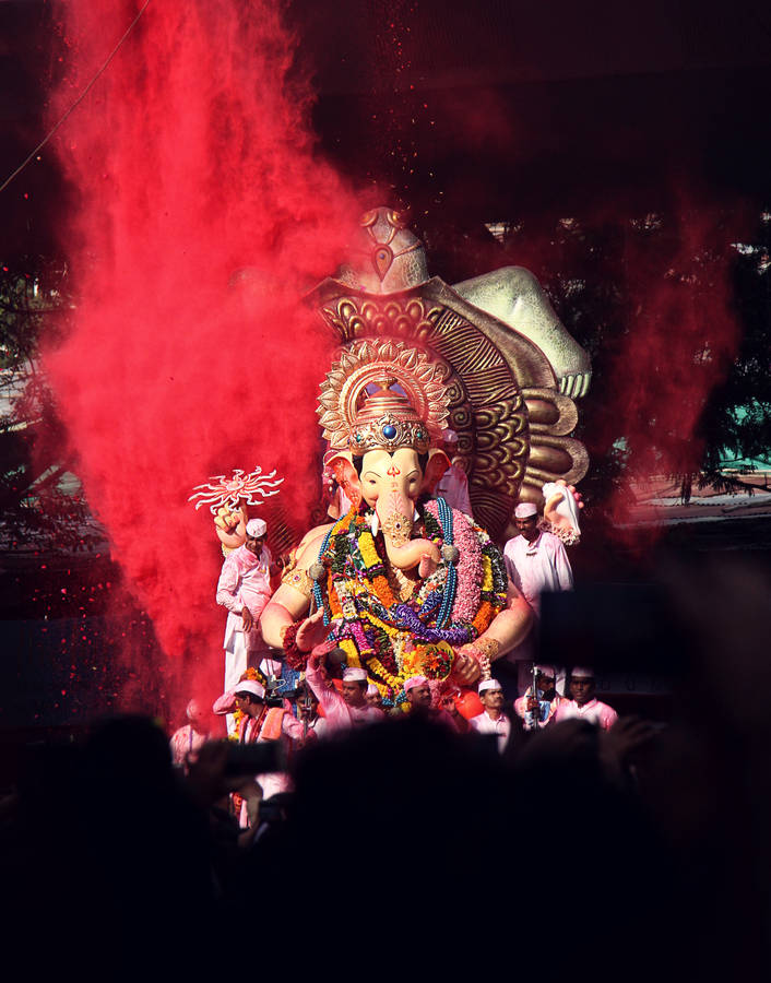 Ganesh 3d In A Parade Wallpaper