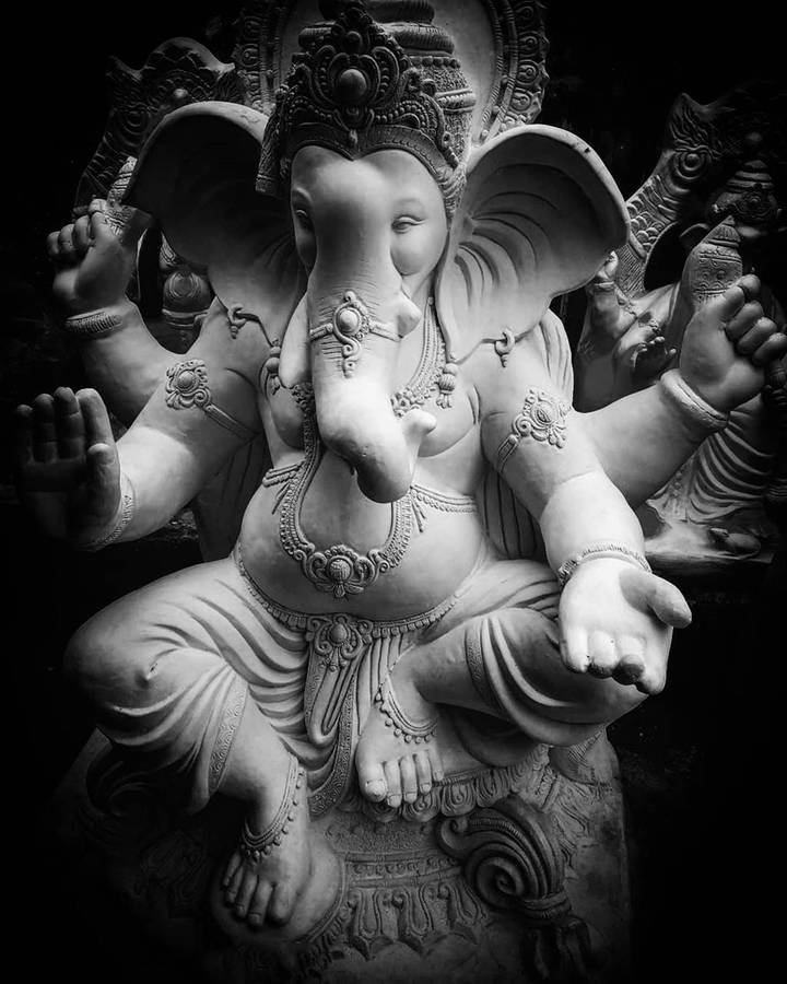 Ganesh Black And White Figure Wallpaper