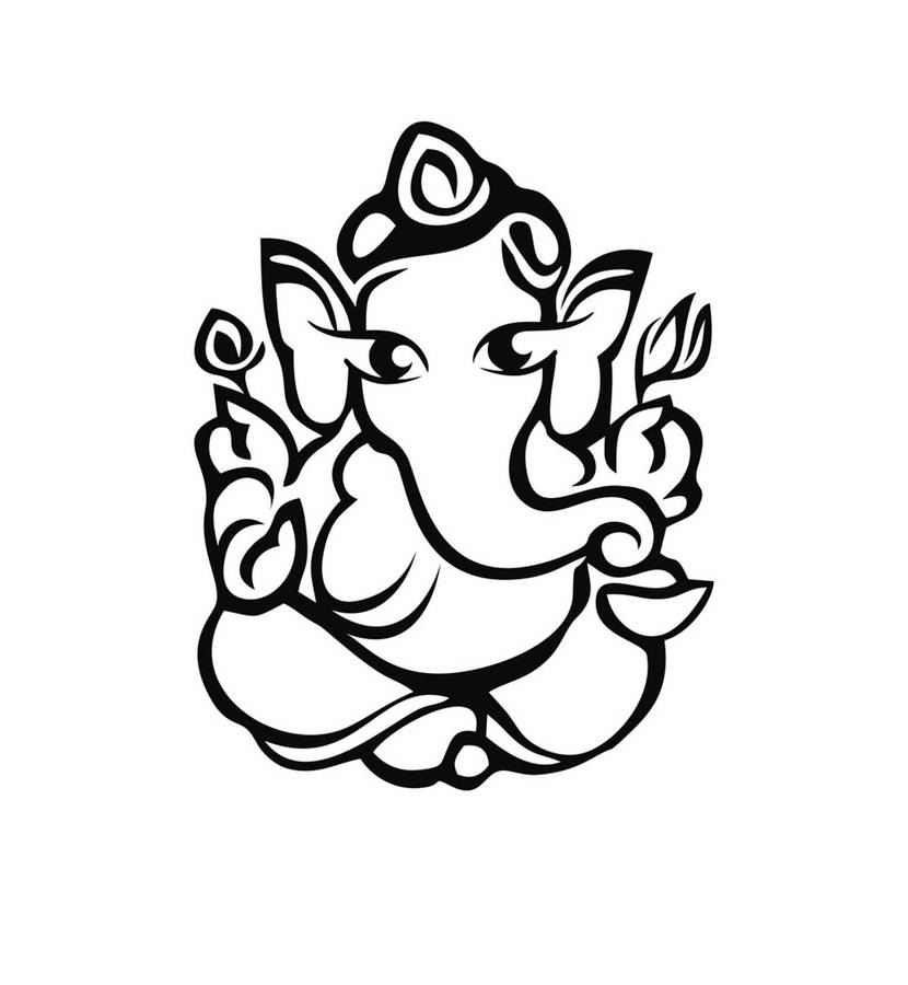 Ganesh Black And White Symbol Wallpaper