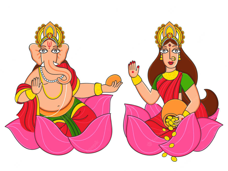 Ganesh Lakshmi In Digital Art Wallpaper