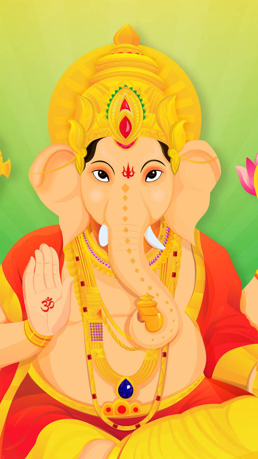 Ganesha Colorful Cartoon Wallpaper