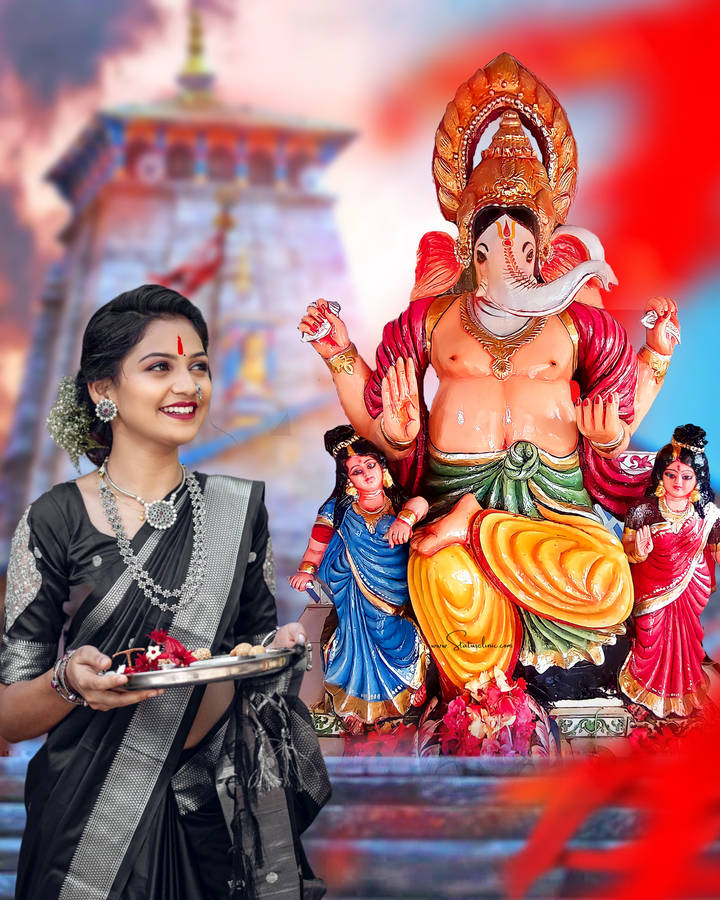 Ganesha With Hindu Woman Wallpaper