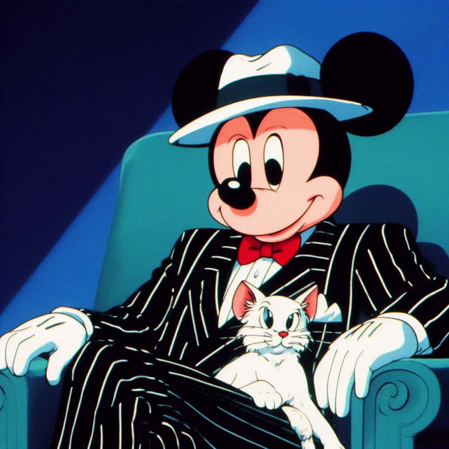 Gangster Mickeywith Cat.jpg Wallpaper