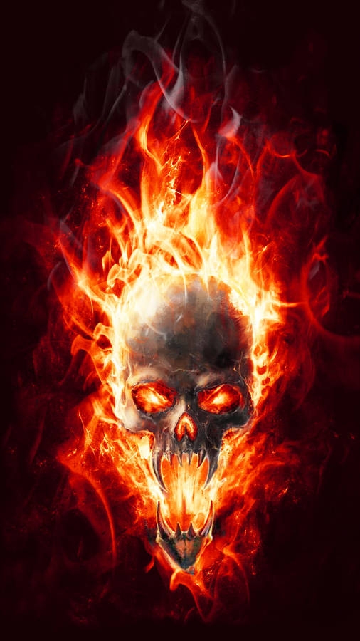 Gangster Skull On Fire Wallpaper