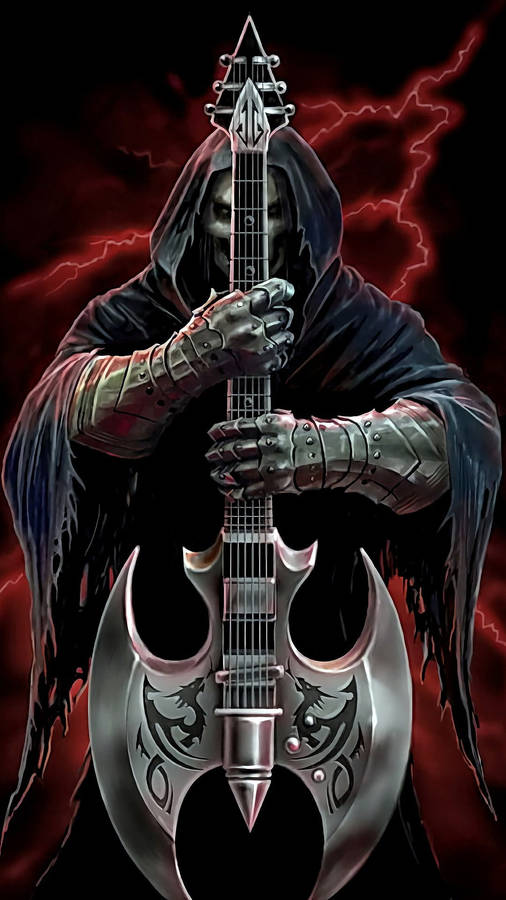 Gangster Skull With Guitar Wallpaper