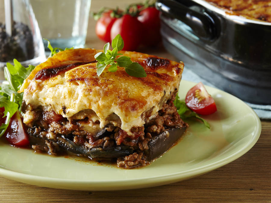 Garnished Velvety Baked Moussaka Wallpaper