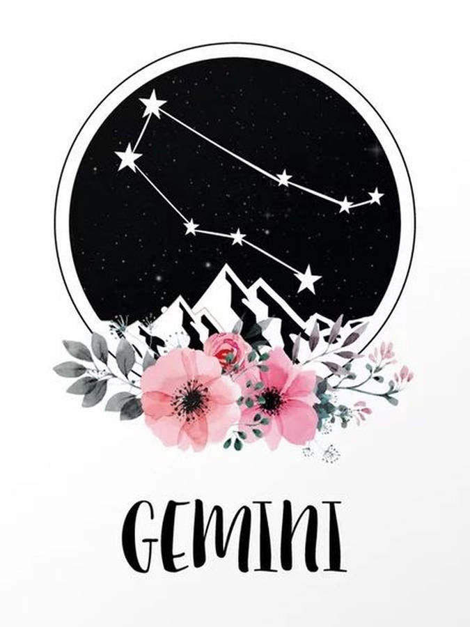 Gemini Zodiac Pink Flowers Wallpaper