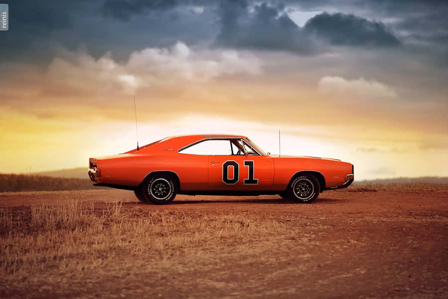General Lee Movie Car Parked In Desert Wallpaper