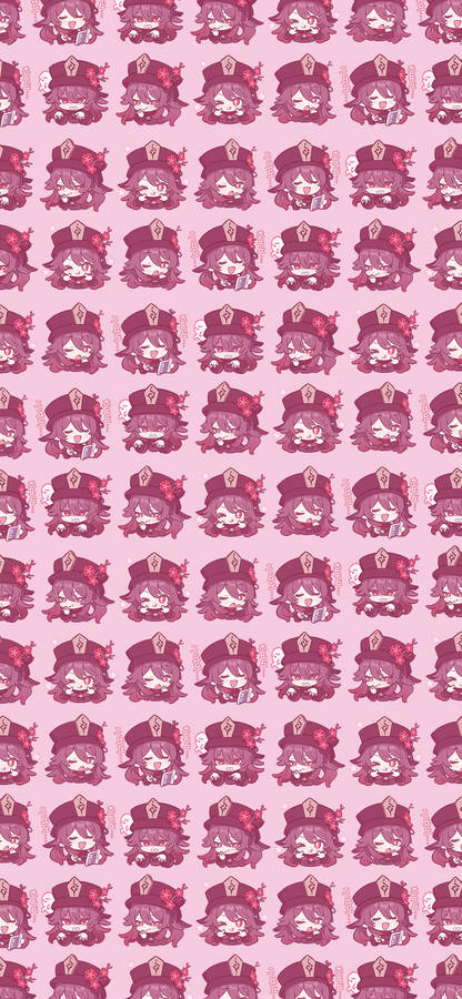 Genshin Impact Hu Tao Pink Pattern Wallpaper