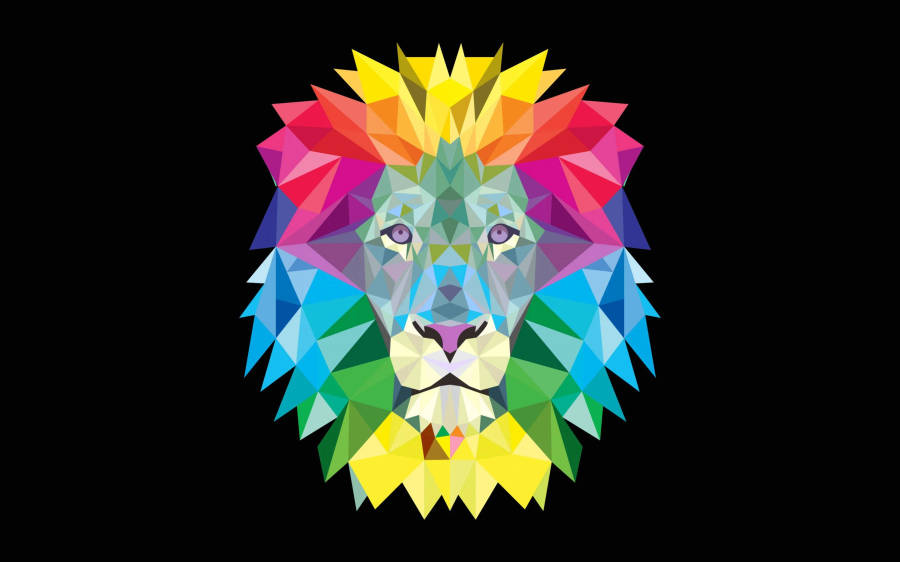 Geometric Rainbow Lion Head Wallpaper