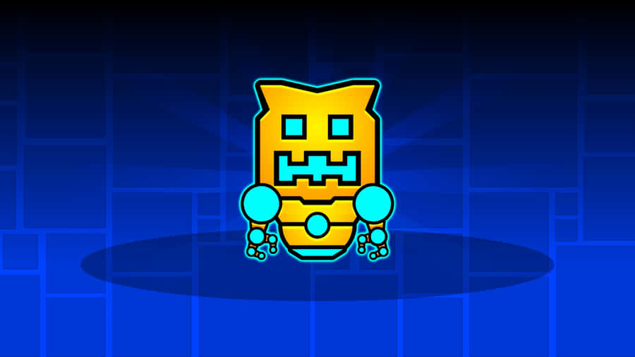 Geometry Dash Gold Character In Armor Wallpaper