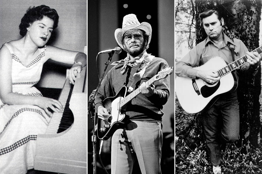 George Jones Patsy Cline Merle Haggard Collage Photo Wallpaper