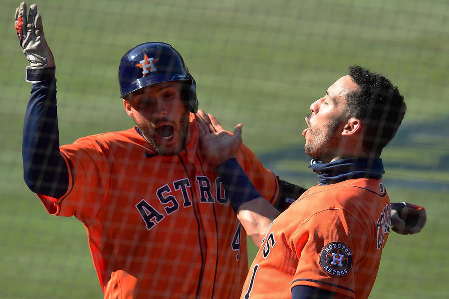 George Springer For The Houston Astros Playing Wallpaper