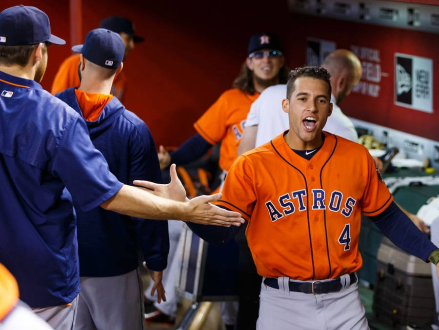 George Springer Houston Astros Giving High Five Wallpaper