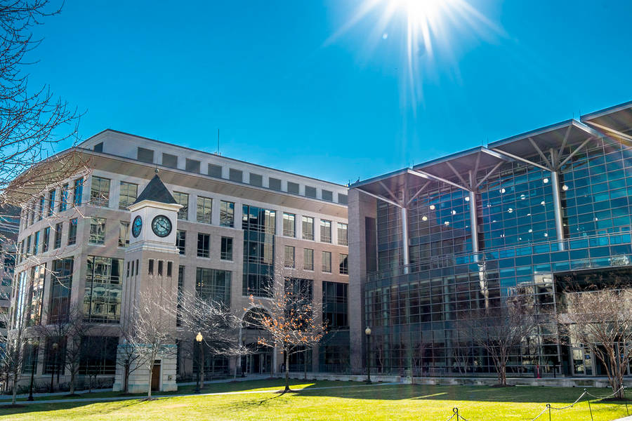 Georgetown University Buildings With Bright Sun Wallpaper