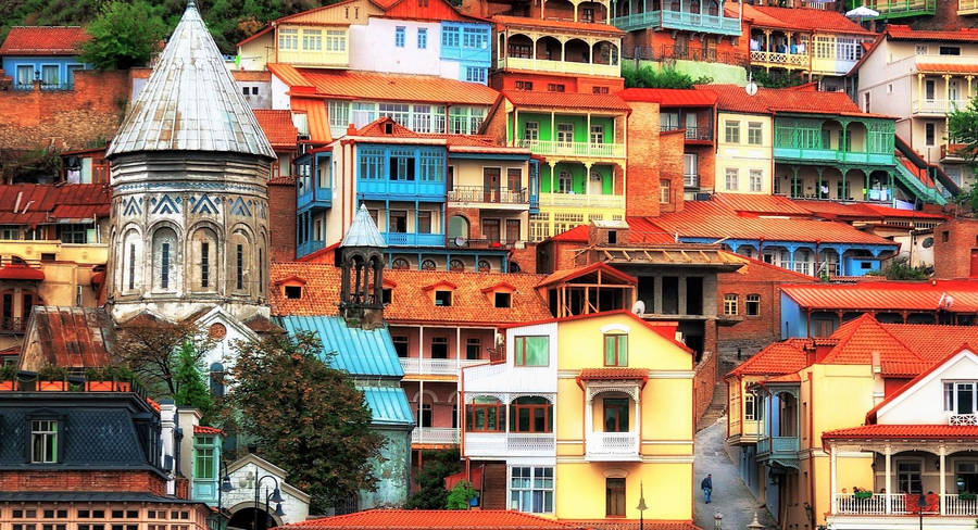 Georgia Tbilisi Houses Wallpaper