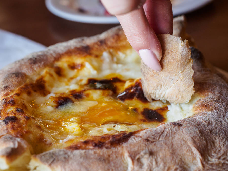 Georgian Food Khachapuri Close Up Shot Wallpaper