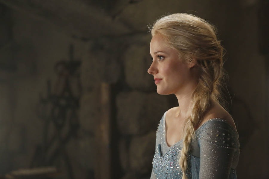 Georgina Haig Embodying The Character Of Elsa In A Stunning Icy Blue Ensemble Wallpaper