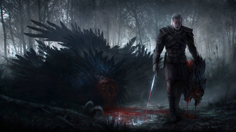 Geralt Beheading Beast The Witcher 3 Wallpaper