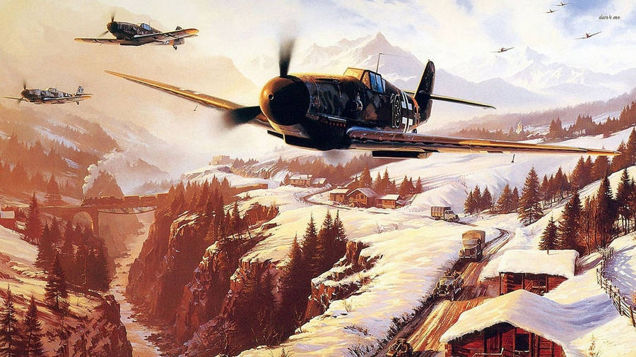 German Ww2 Fighters In The Alps Wallpaper