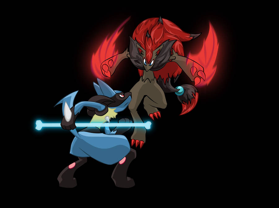 Get Ready For The Battle - Lucario In Fight Wallpaper