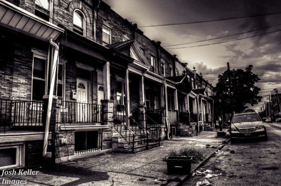 Ghetto Hood Black White Photography Wallpaper