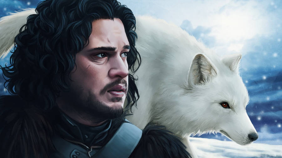 Ghost And Jon Snow Game Of Thrones Wallpaper