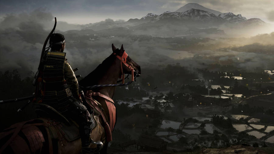 Ghost Of Tsushima Jin Sakai In His Horse 4k Wallpaper