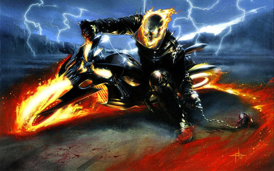 Ghost Rider With Thunderstorm Wallpaper