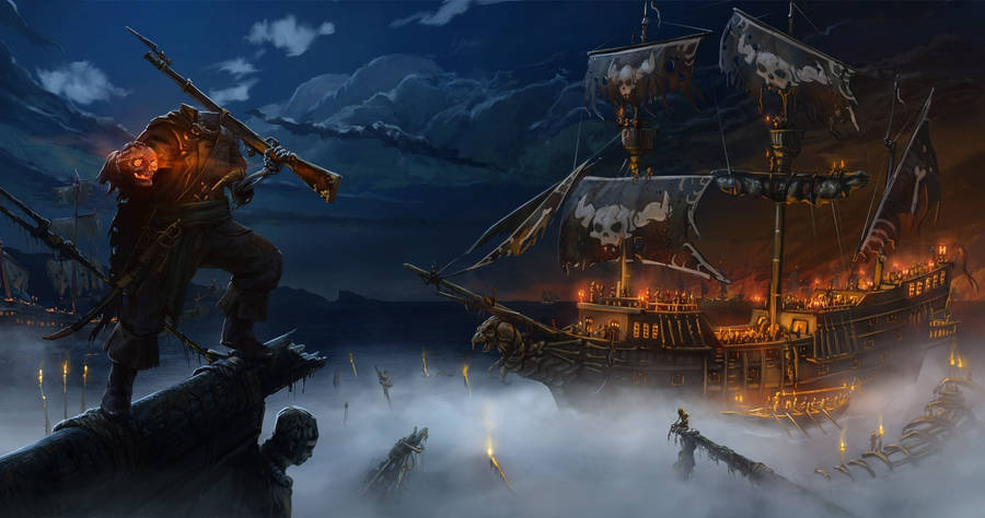 Ghost Ship Headless Pirate Wallpaper