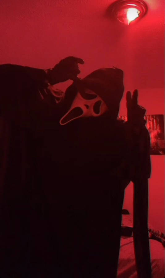 Ghostface Pfp Inside Dark Room Wallpaper