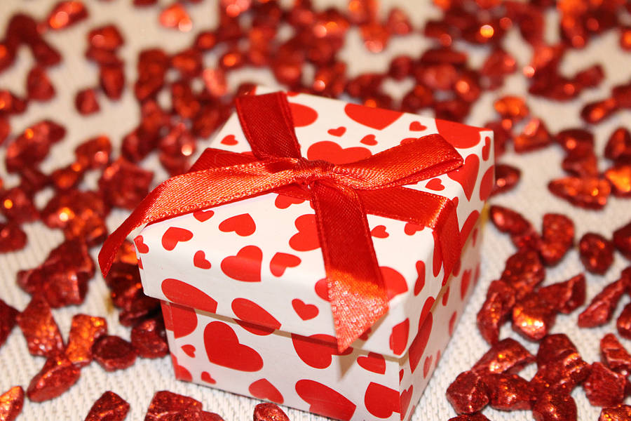 Gift, Box, Ribbon, Heart Wallpaper