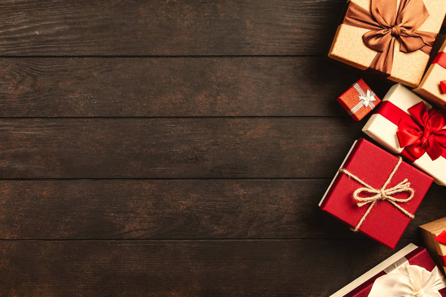 Gifts On Wood Banner Wallpaper