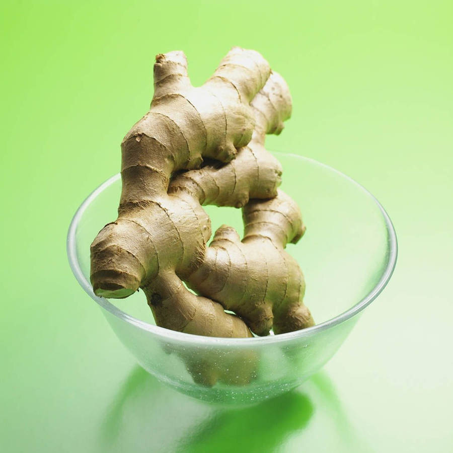 Ginger Root Vegetable In Glass Bowl Wallpaper