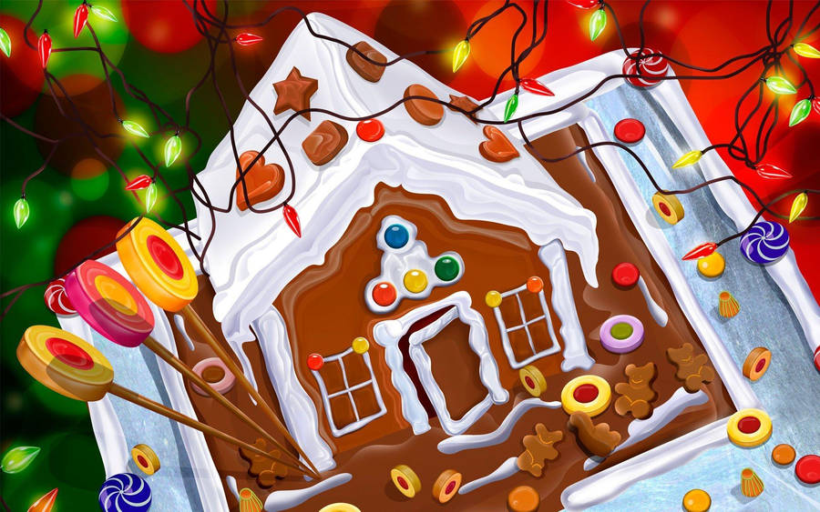 Gingerbread House Graphic Illustration Wallpaper