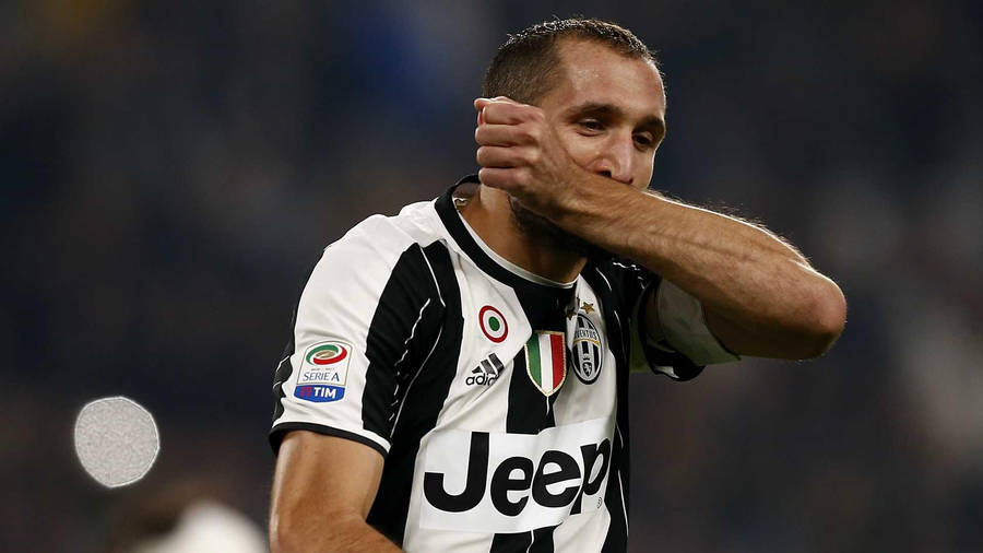 Giorgio Chiellini Juventus Fc Wiping Nose Wallpaper