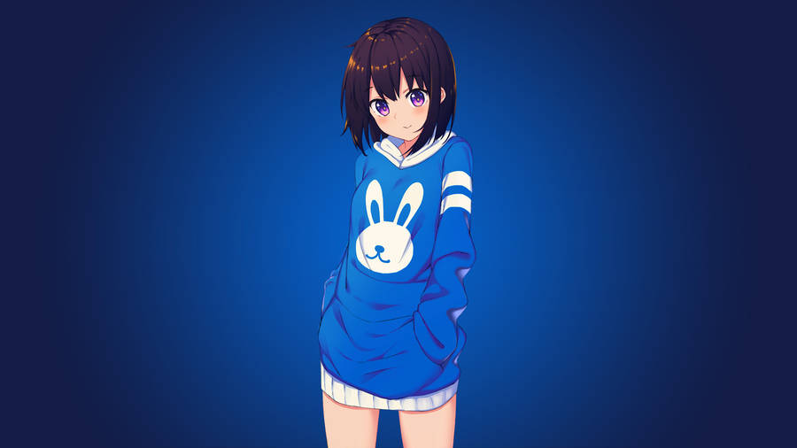 Girl Anime Blue Backdrop Wallpaper