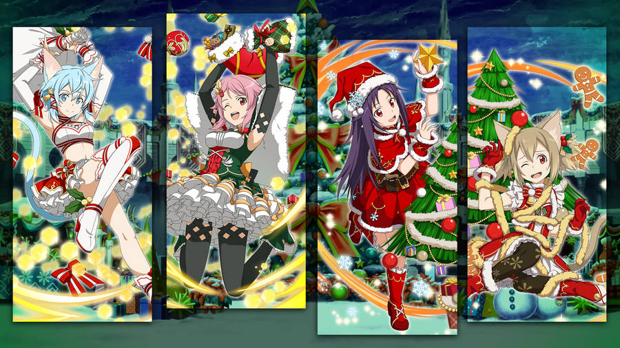 Girl Characters Anime Christmas Wallpaper