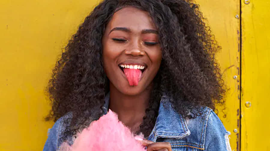 Girl Cotton Candy Tongue Out Wallpaper