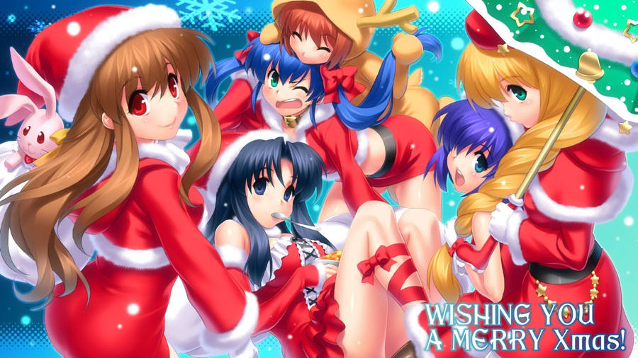 Girl Group Anime Christmas Wallpaper