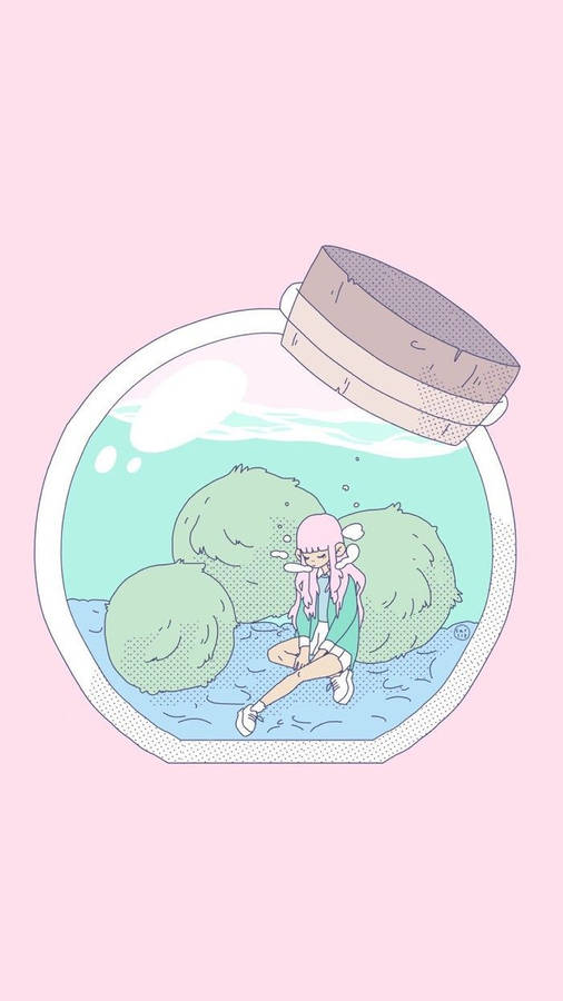 Girl In A Bottle Aesthetic Sketches Wallpaper